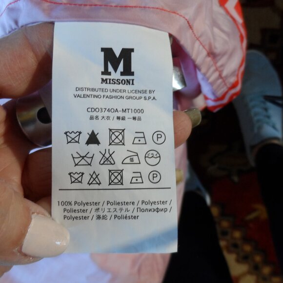 New Missoni For African Aid Red & White Zizzag Pattern Trench/Rain Coat Size L - Picture 16 of 16